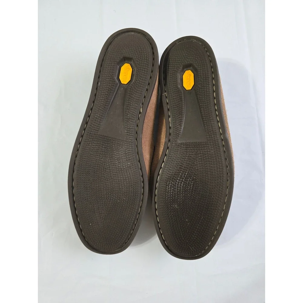 J.Crew Mens Ludlow Suede Boat Shoes Tan Brown Vibram Sole Loafers Size 8.5
